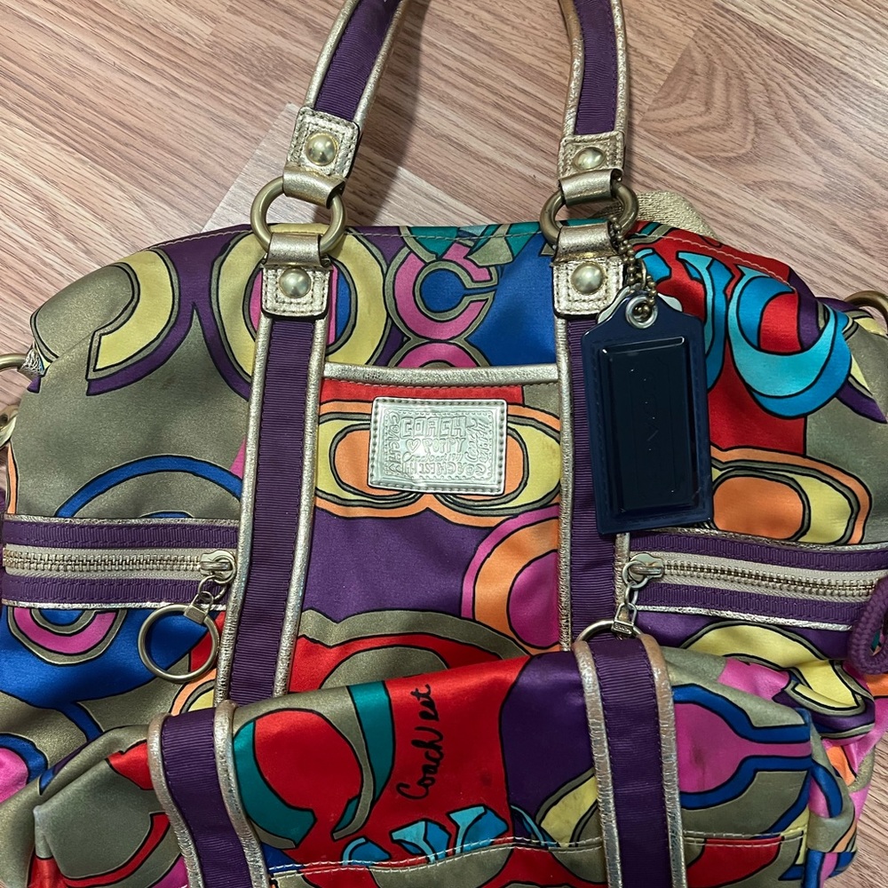 Vintage Authentic Coach Poppy purse / bag vivid colors shoulder / arm purse